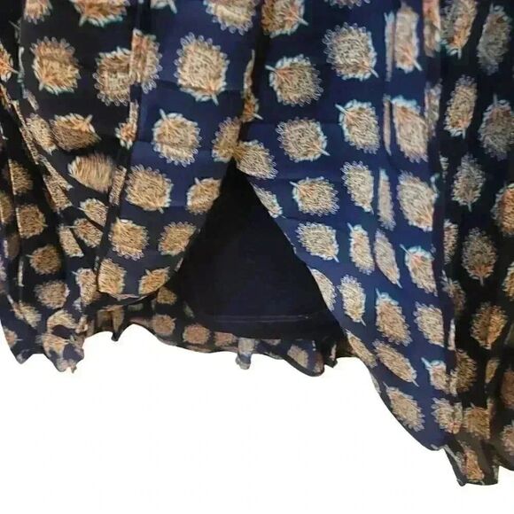 Banana Republic Women's Navy Blue Polyester Accordion Pleated Geo Print Maxi Ski - Picture 14 of 14